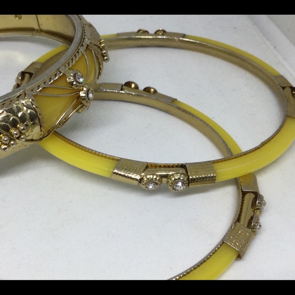 Vintage Indian Wedding Bangle Bracelets Rhinestones Gold Tone Framed Lot - Picture 10 of 11